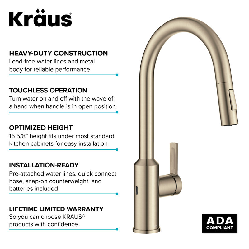 KRAUS Oletto Touchless Sensor PullDown Single Handle Kitchen Faucet